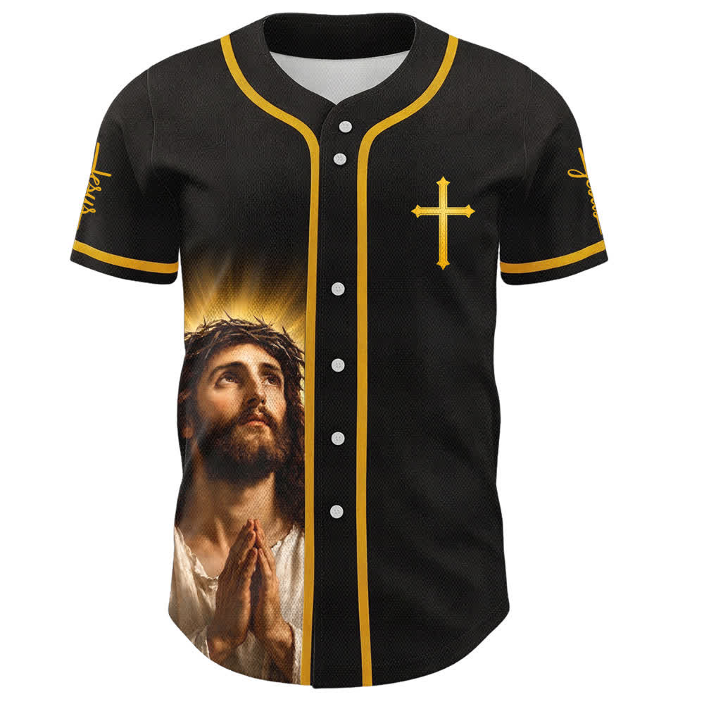 Christianartworkshop Camiseta de béisbol unisex con la cruz de Jesús: Camina por fe, no por vista. - image 1