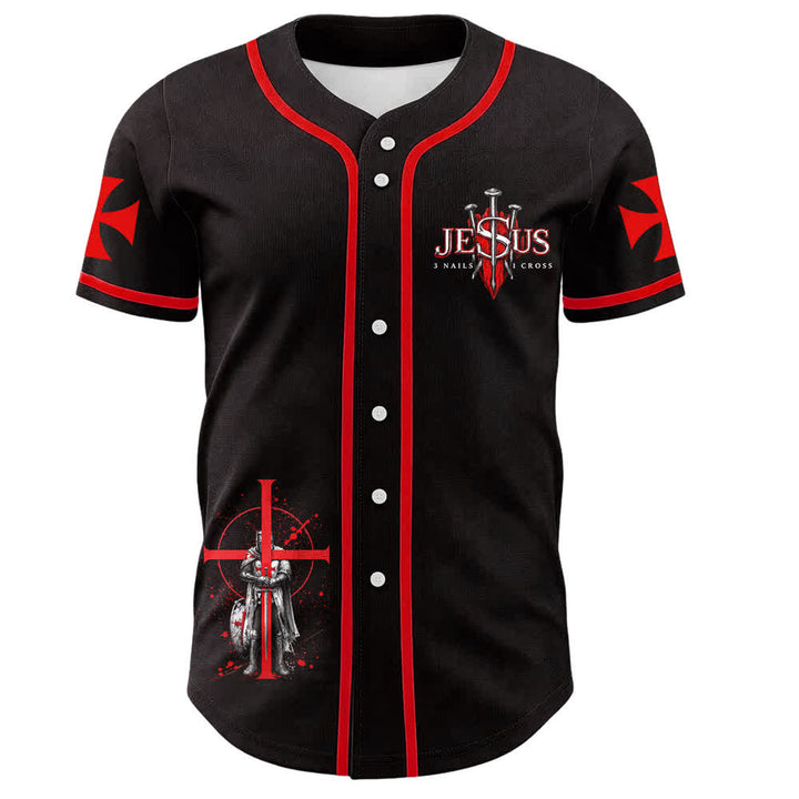 Camiseta de béisbol unisex con la imagen de un caballero templario con la cruz de Jesús, de Christianartworkshop, con la frase "Sé fuerte en el Señor" y la inscripción "Caballero Templario". - image 2