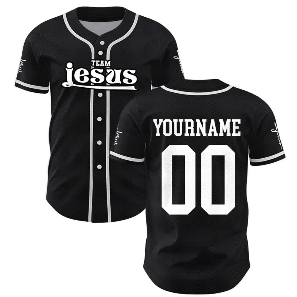 Christianartworkshop Camiseta de béisbol unisex personalizada con nombre y número del equipo Bold Team Jesus - image 17