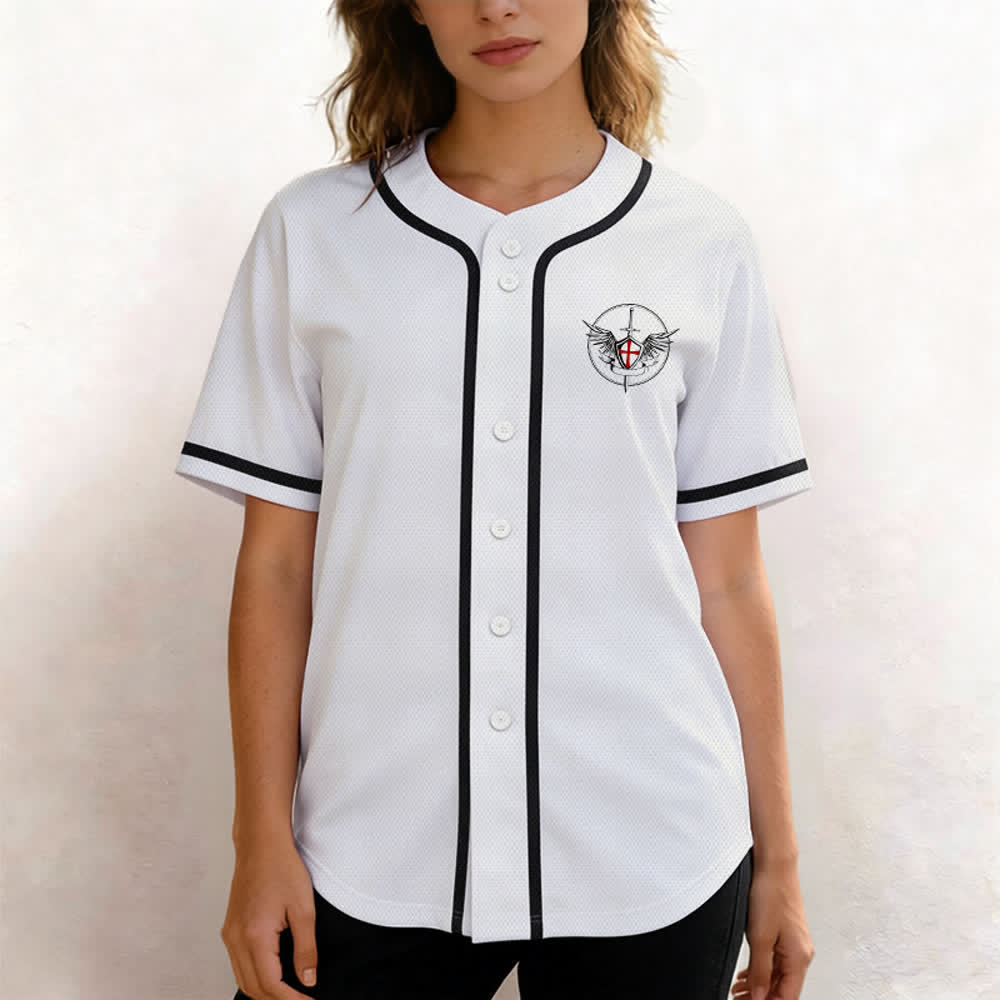 Christianartworkshop Camiseta de béisbol unisex "San Miguel Arcángel Defiéndenos" - image 4