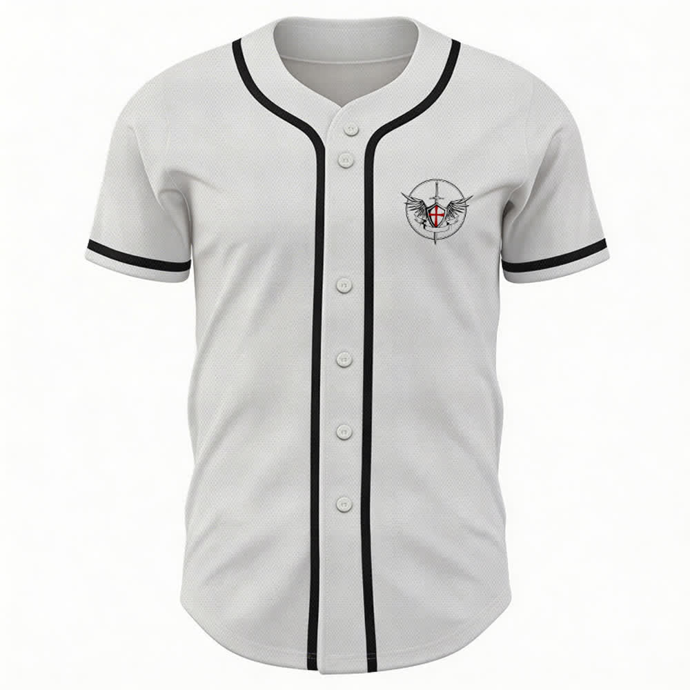 Christianartworkshop Camiseta de béisbol unisex "San Miguel Arcángel Defiéndenos" - image 2