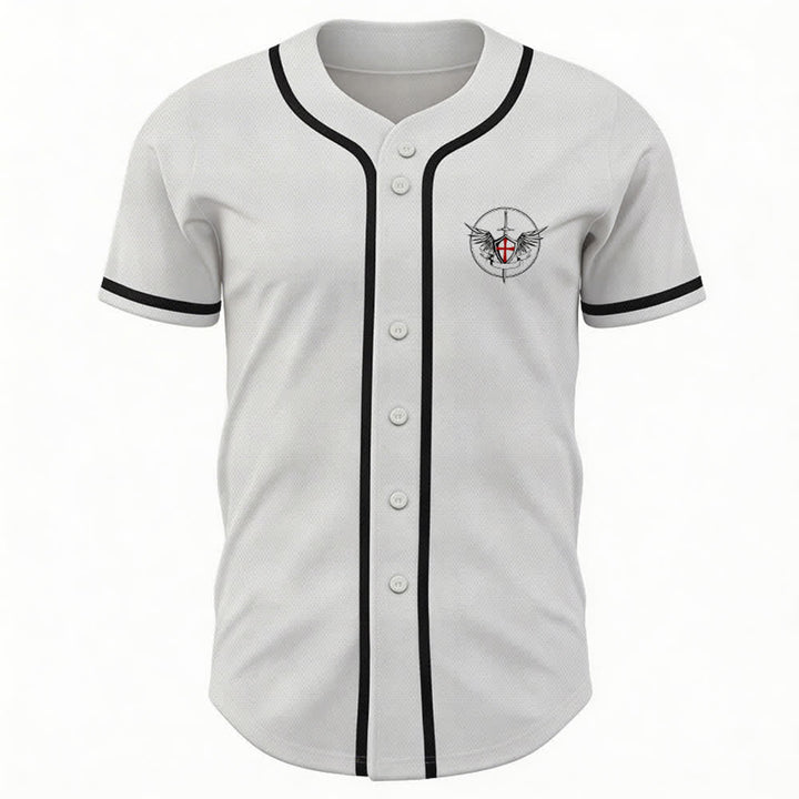 Christianartworkshop Camiseta de béisbol unisex "San Miguel Arcángel Defiéndenos" - image 2