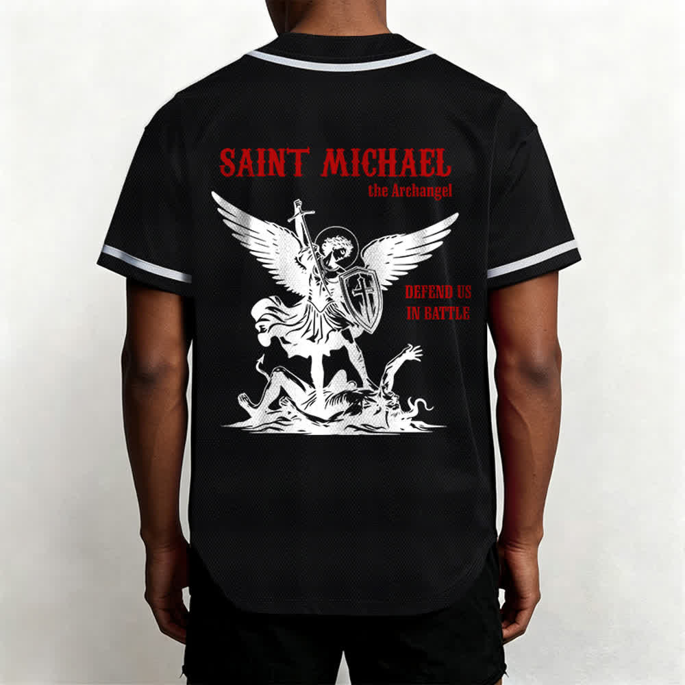 Christianartworkshop Camiseta de béisbol unisex "San Miguel Arcángel Defiéndenos" - image 10