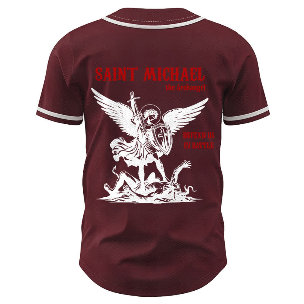 Christianartworkshop Camiseta de béisbol unisex "San Miguel Arcángel Defiéndenos" - image 22