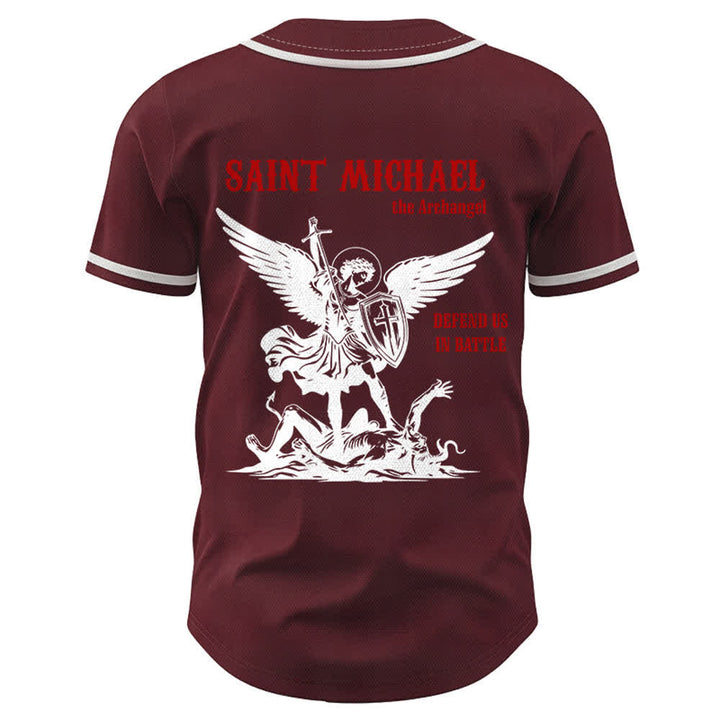 Christianartworkshop Camiseta de béisbol unisex "San Miguel Arcángel Defiéndenos" - image 22