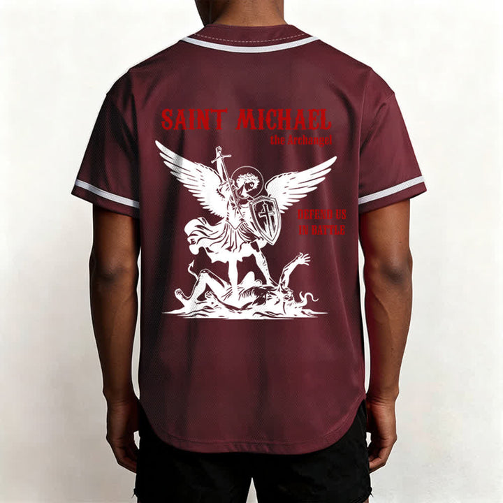 Christianartworkshop Camiseta de béisbol unisex "San Miguel Arcángel Defiéndenos" - image 24