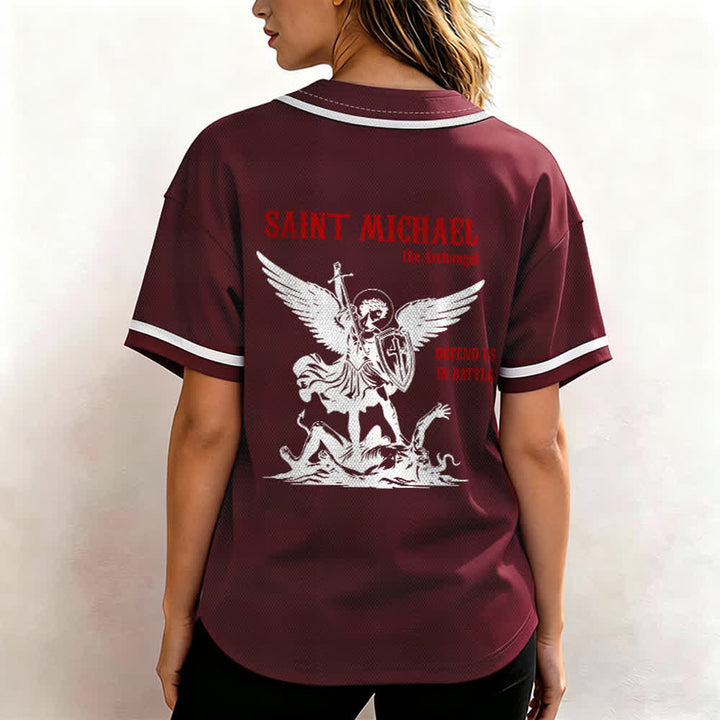 Christianartworkshop Camiseta de béisbol unisex "San Miguel Arcángel Defiéndenos" - image 26