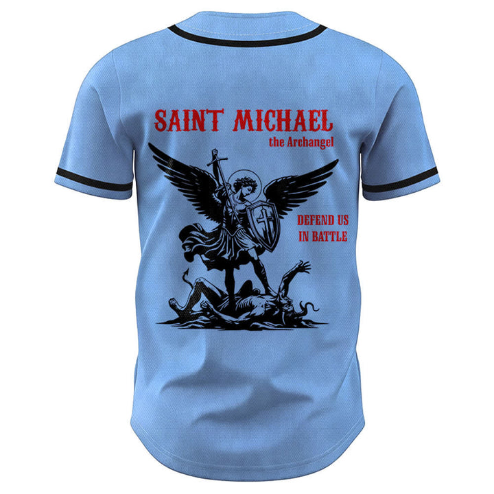 Christianartworkshop Camiseta de béisbol unisex "San Miguel Arcángel Defiéndenos" - image 29
