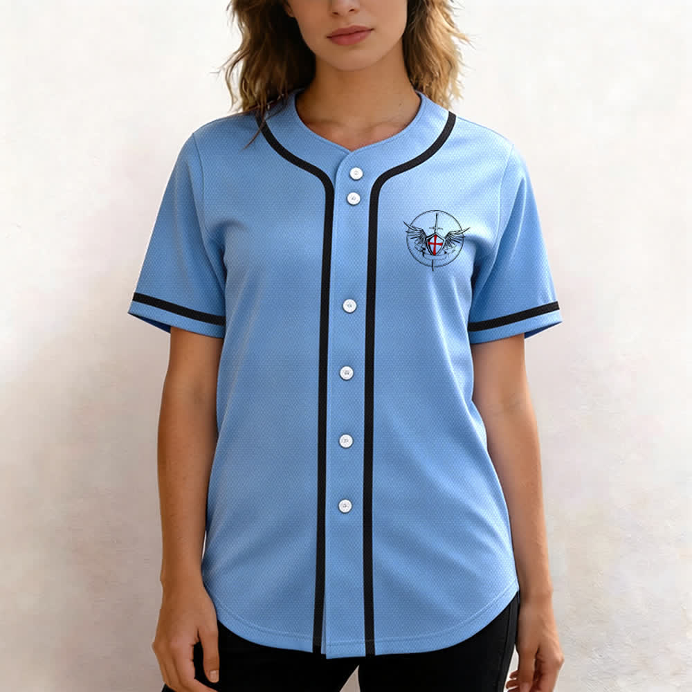 Christianartworkshop Camiseta de béisbol unisex "San Miguel Arcángel Defiéndenos" - image 32
