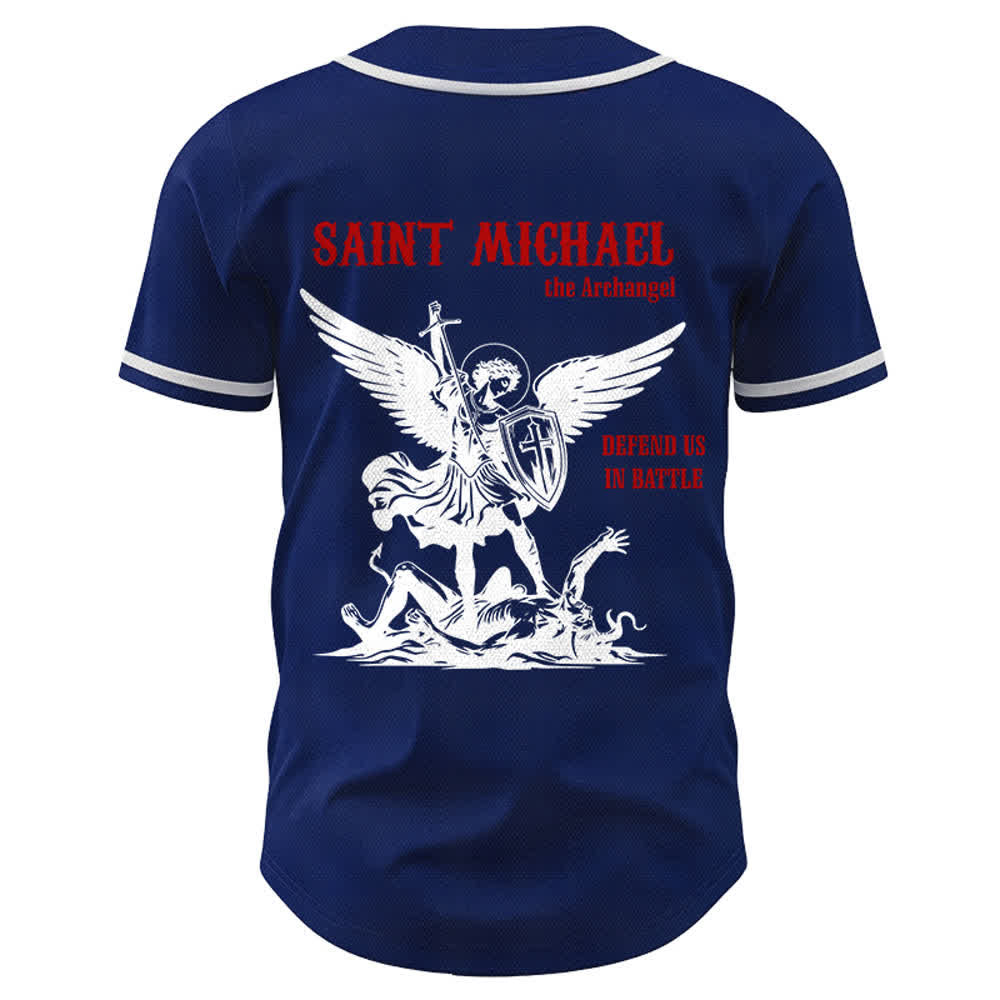 Christianartworkshop Camiseta de béisbol unisex "San Miguel Arcángel Defiéndenos" - image 36