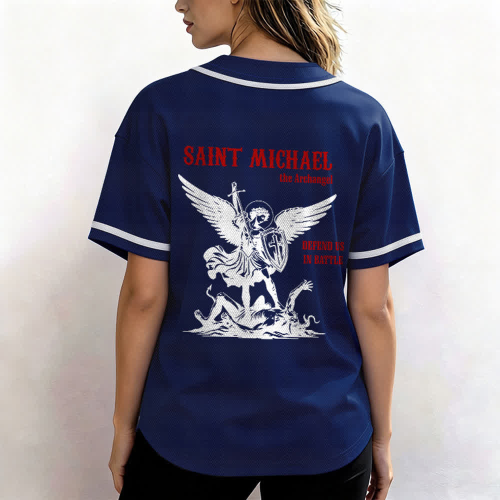 Christianartworkshop Camiseta de béisbol unisex "San Miguel Arcángel Defiéndenos" - image 40