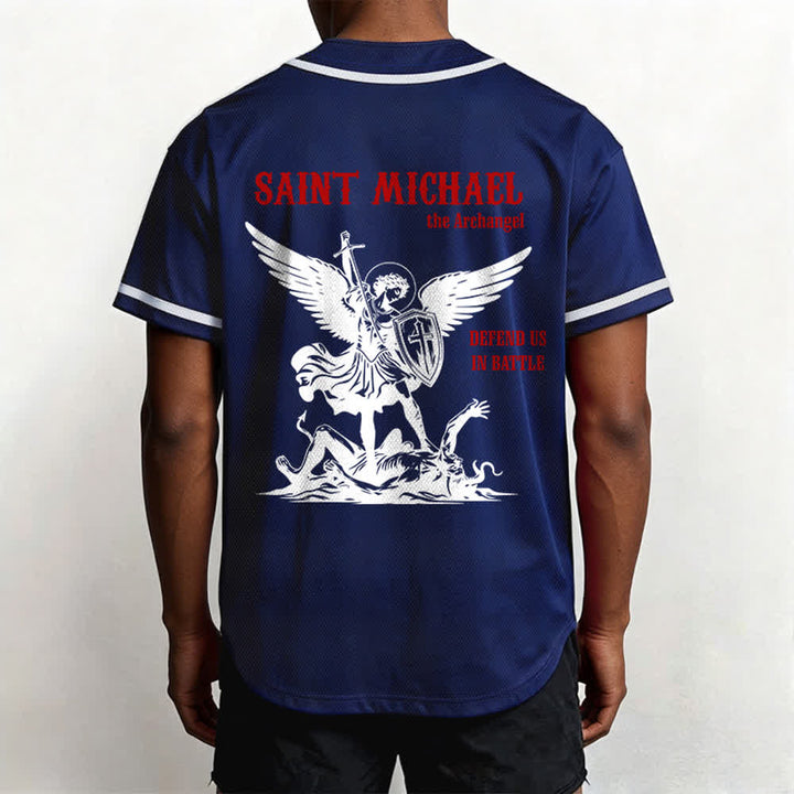 Christianartworkshop Camiseta de béisbol unisex "San Miguel Arcángel Defiéndenos" - image 38