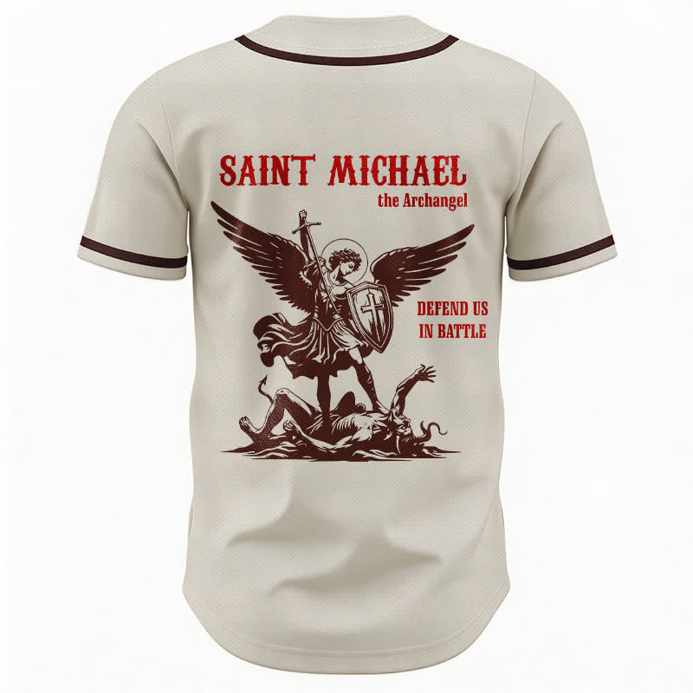 Christianartworkshop Camiseta de béisbol unisex "San Miguel Arcángel Defiéndenos" - image 50