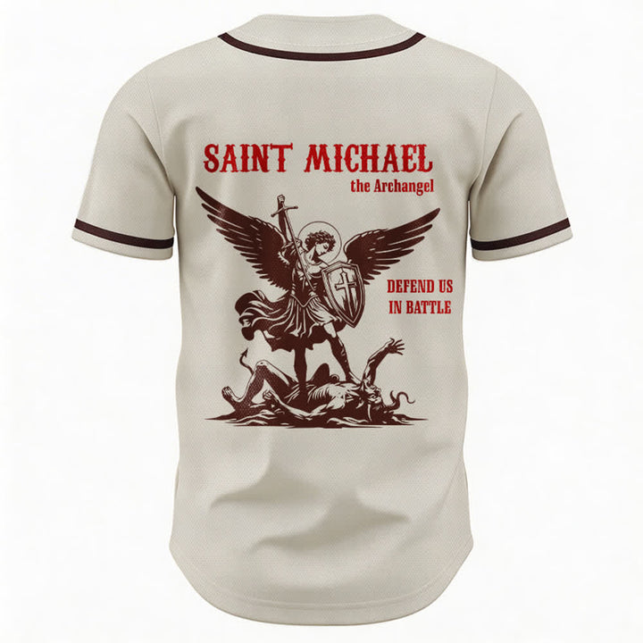 Christianartworkshop Camiseta de béisbol unisex "San Miguel Arcángel Defiéndenos" - image 50