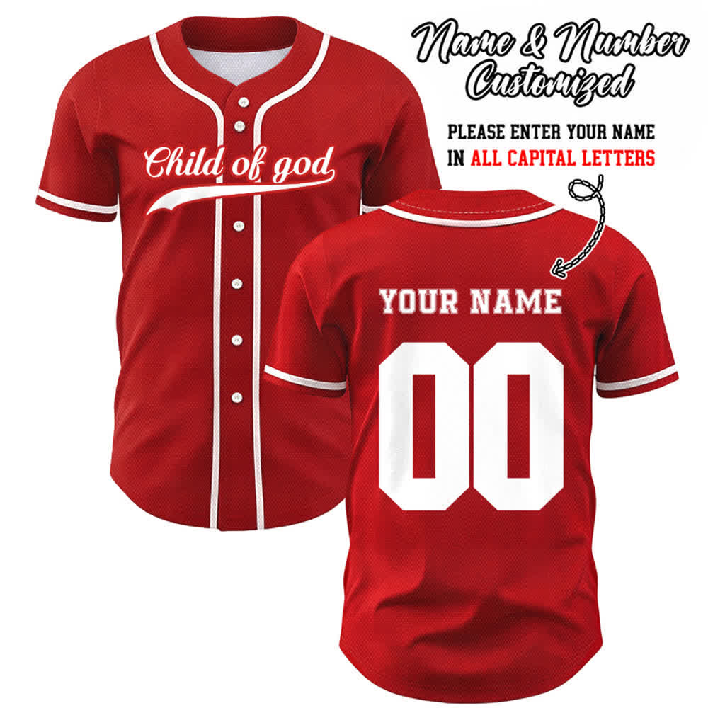 Christianartworkshop Camiseta de béisbol unisex personalizada con nombre y número "Hijo de Dios" - Rojo - 5XL - Nombre y número personalizados - image 24
