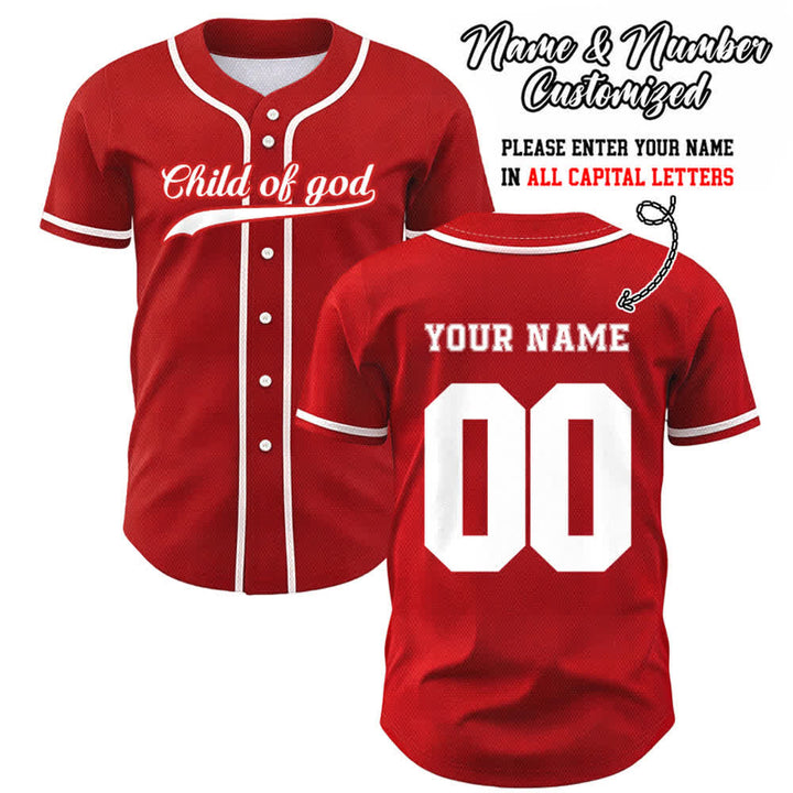 Christianartworkshop Camiseta de béisbol unisex personalizada con nombre y número "Hijo de Dios" - Rojo - 5XL - Nombre y número personalizados - image 24