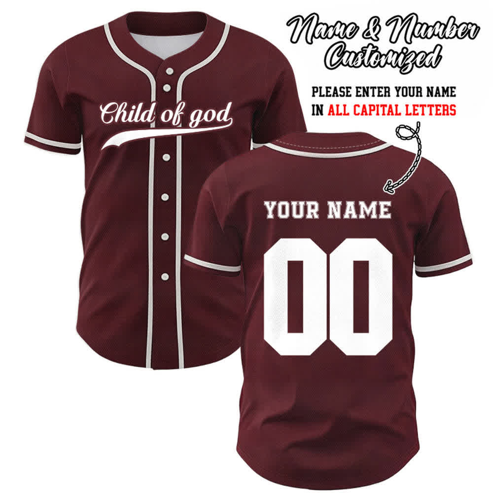Christianartworkshop Camiseta de béisbol unisex personalizada con nombre y número "Hijo de Dios" - Vino - 5XL - Nombre y número personalizados - image 40