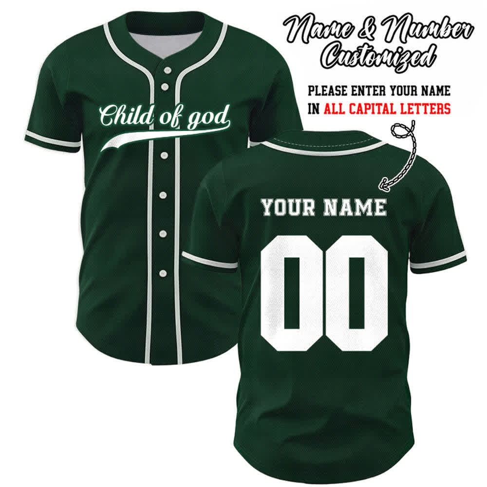 Christianartworkshop Camiseta de béisbol unisex personalizada con nombre y número "Hijo de Dios" - Verde - 5XL - Nombre y número personalizados - image 56
