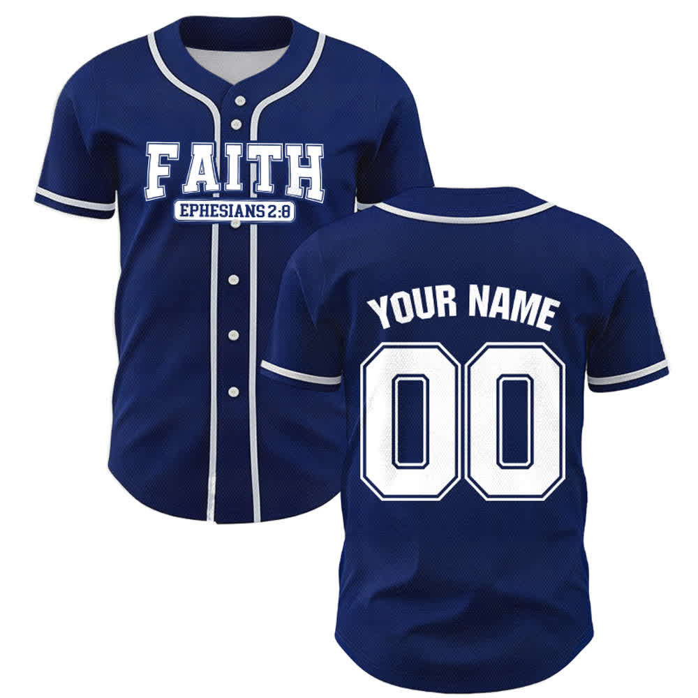 Christianartworkshop Camiseta de béisbol Faith con nombre y número personalizados - image 1