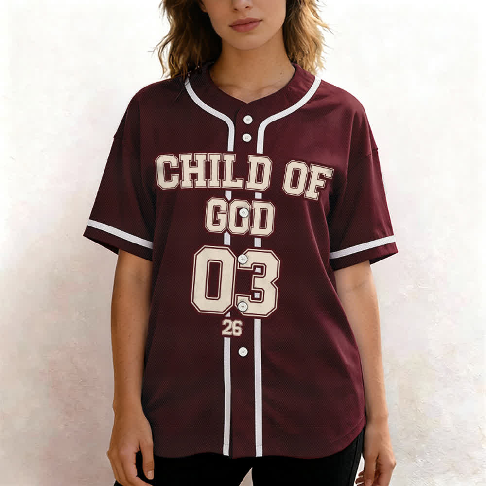 Christianartworkshop Camiseta de béisbol con declaración cristiana "Hijo de Dios" y nombre y número personalizados. - image 5