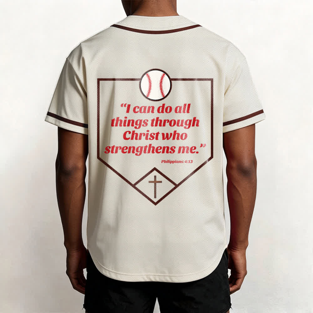 Camiseta de béisbol con el lema de la fe de Filipenses 4:13 de Christianartworkshop : Camiseta deportiva con cruz, fuerza y ​​devoción. - image 10