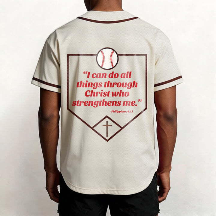 Camiseta de béisbol con el lema de la fe de Filipenses 4:13 de Christianartworkshop : Camiseta deportiva con cruz, fuerza y ​​devoción. - image 10
