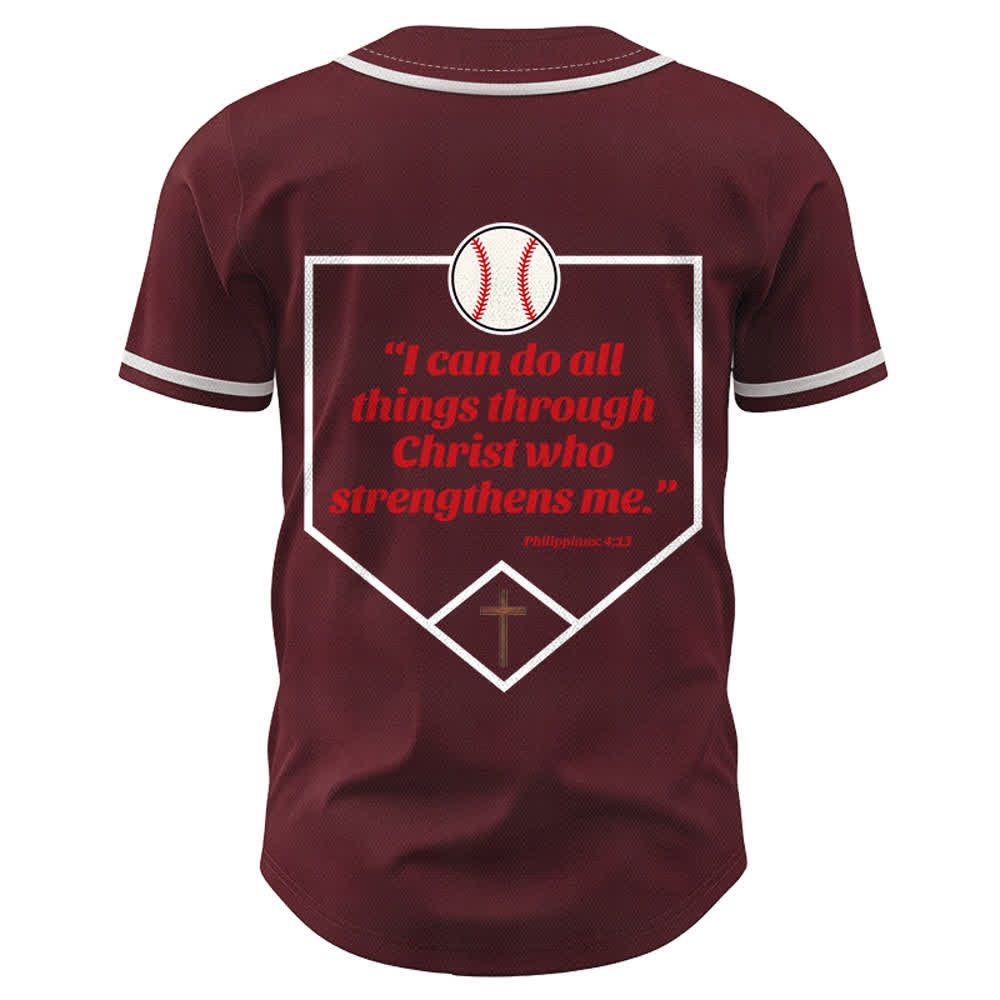Camiseta de béisbol con el lema de la fe de Filipenses 4:13 de Christianartworkshop : Camiseta deportiva con cruz, fuerza y ​​devoción. - image 36
