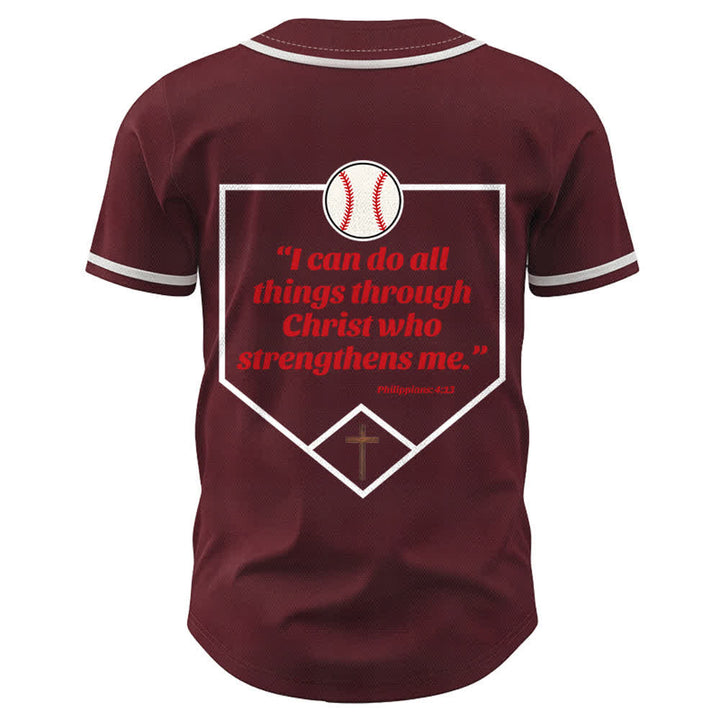 Camiseta de béisbol con el lema de la fe de Filipenses 4:13 de Christianartworkshop : Camiseta deportiva con cruz, fuerza y ​​devoción. - image 36