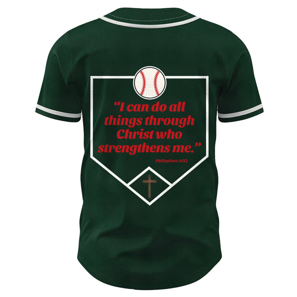 Camiseta de béisbol con el lema de la fe de Filipenses 4:13 de Christianartworkshop : Camiseta deportiva con cruz, fuerza y ​​devoción. - image 50