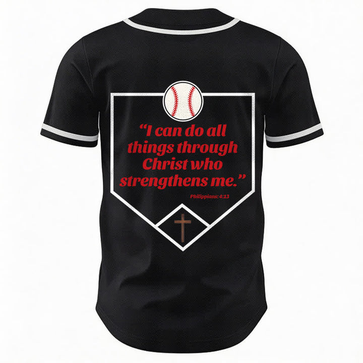 Camiseta de béisbol con el lema de la fe de Filipenses 4:13 de Christianartworkshop : Camiseta deportiva con cruz, fuerza y ​​devoción. - image 22