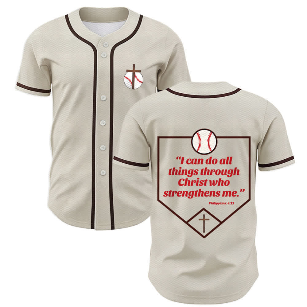 Camiseta de béisbol con el lema de la fe de Filipenses 4:13 de Christianartworkshop : Camiseta deportiva con cruz, fuerza y ​​devoción. - Albaricoque - 5XL - image 7