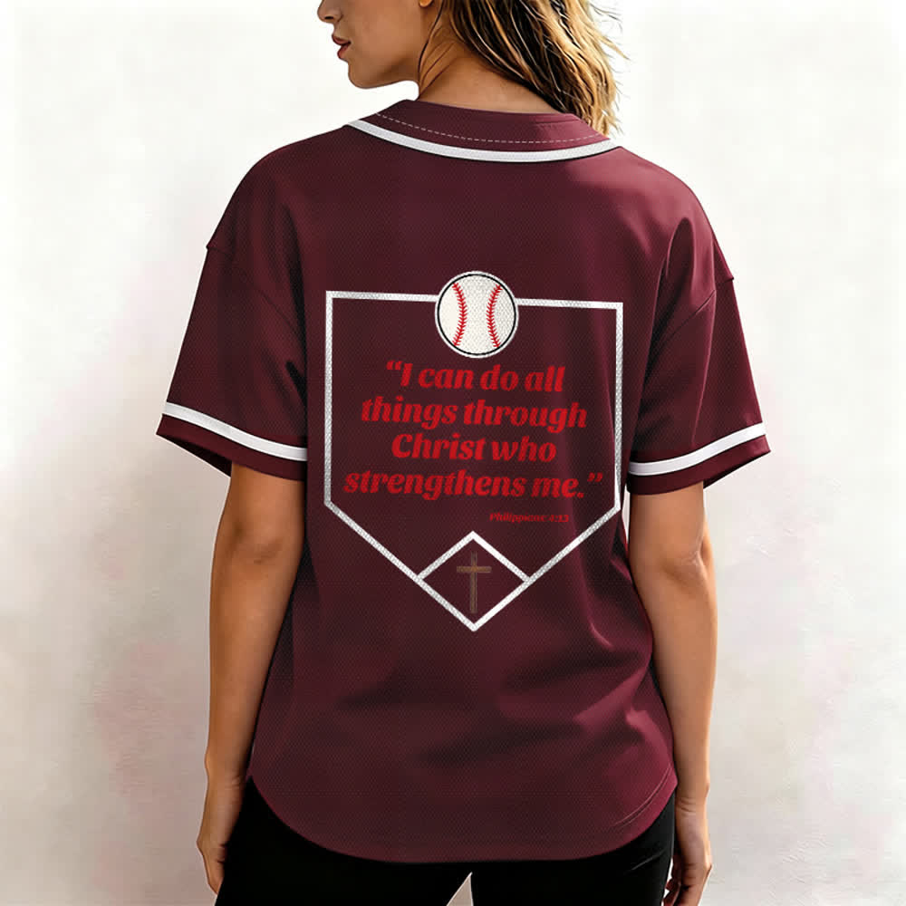 Camiseta de béisbol con el lema de la fe de Filipenses 4:13 de Christianartworkshop : Camiseta deportiva con cruz, fuerza y ​​devoción. - image 40