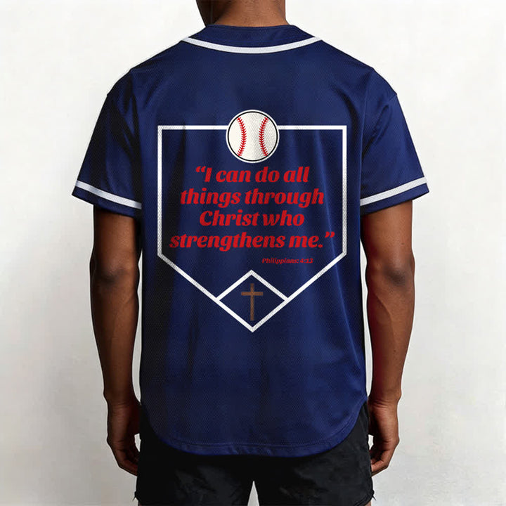 Camiseta de béisbol con el lema de la fe de Filipenses 4:13 de Christianartworkshop : Camiseta deportiva con cruz, fuerza y ​​devoción. - image 3