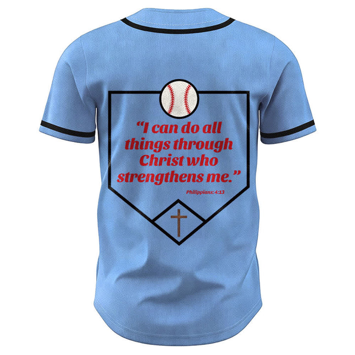 Camiseta de béisbol con el lema de la fe de Filipenses 4:13 de Christianartworkshop : Camiseta deportiva con cruz, fuerza y ​​devoción. - image 43