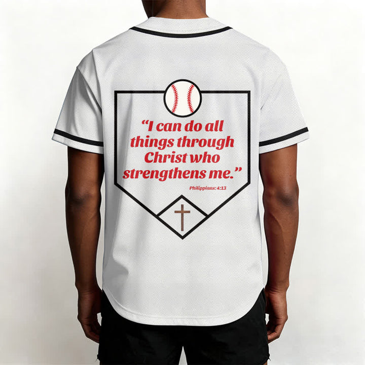 Camiseta de béisbol con el lema de la fe de Filipenses 4:13 de Christianartworkshop : Camiseta deportiva con cruz, fuerza y ​​devoción. - image 19