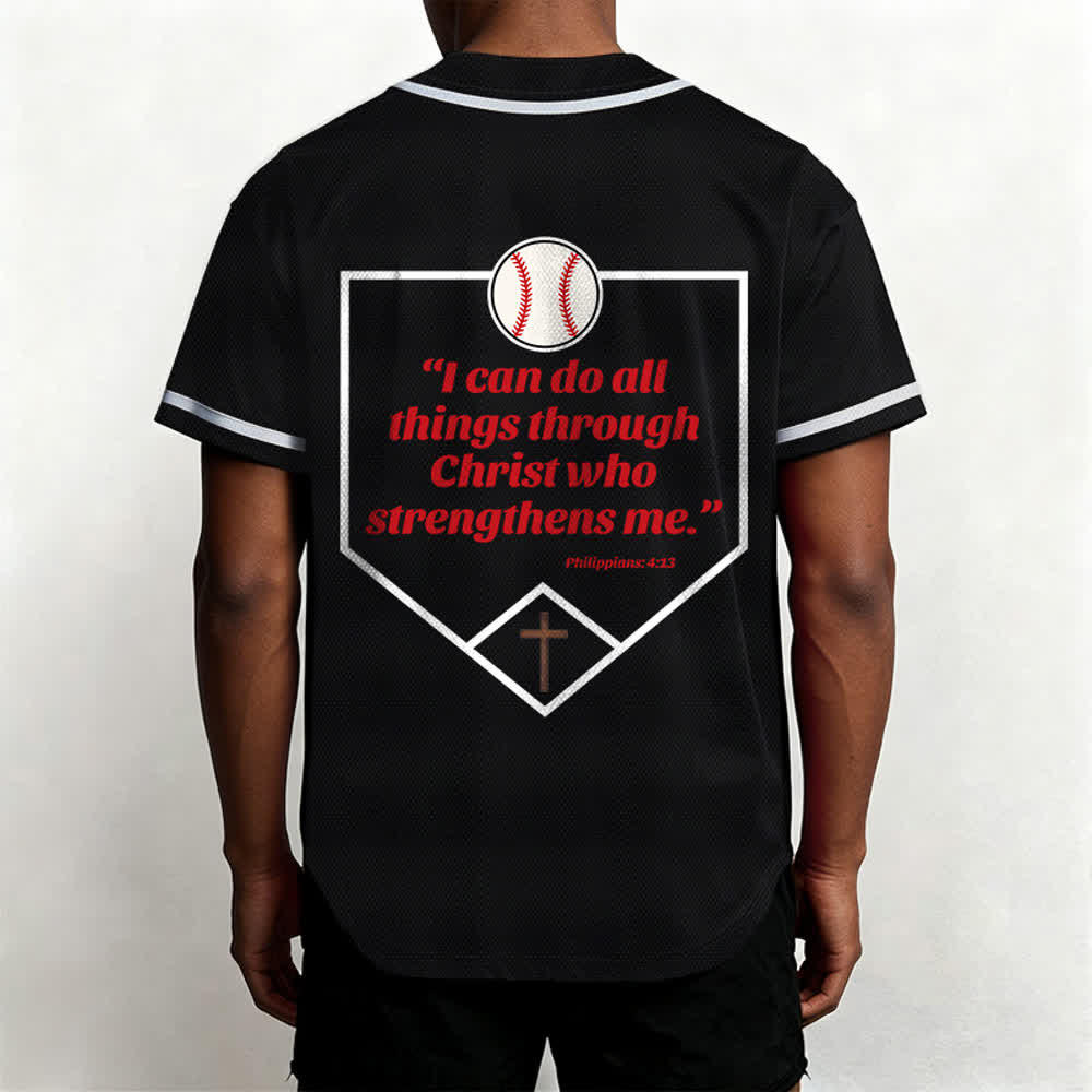 Camiseta de béisbol con el lema de la fe de Filipenses 4:13 de Christianartworkshop : Camiseta deportiva con cruz, fuerza y ​​devoción. - image 24