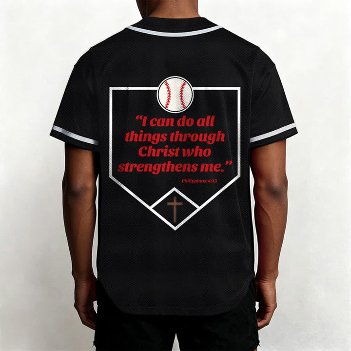 Camiseta de béisbol con el lema de la fe de Filipenses 4:13 de Christianartworkshop : Camiseta deportiva con cruz, fuerza y ​​devoción. - image 24