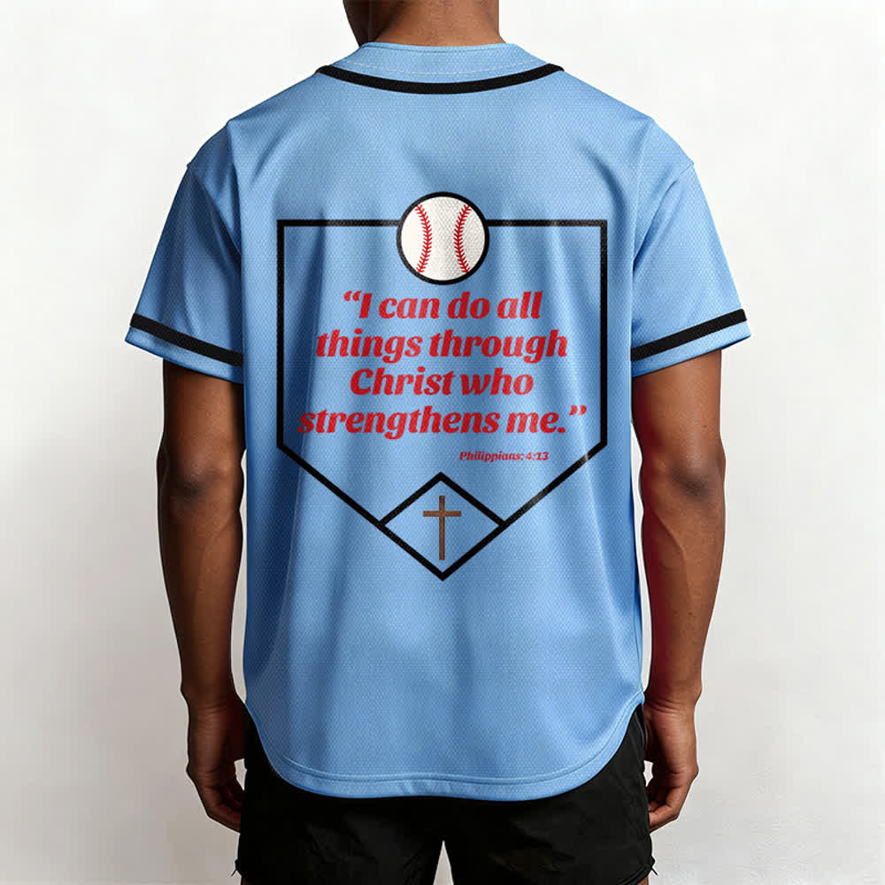 Camiseta de béisbol con el lema de la fe de Filipenses 4:13 de Christianartworkshop : Camiseta deportiva con cruz, fuerza y ​​devoción. - image 48