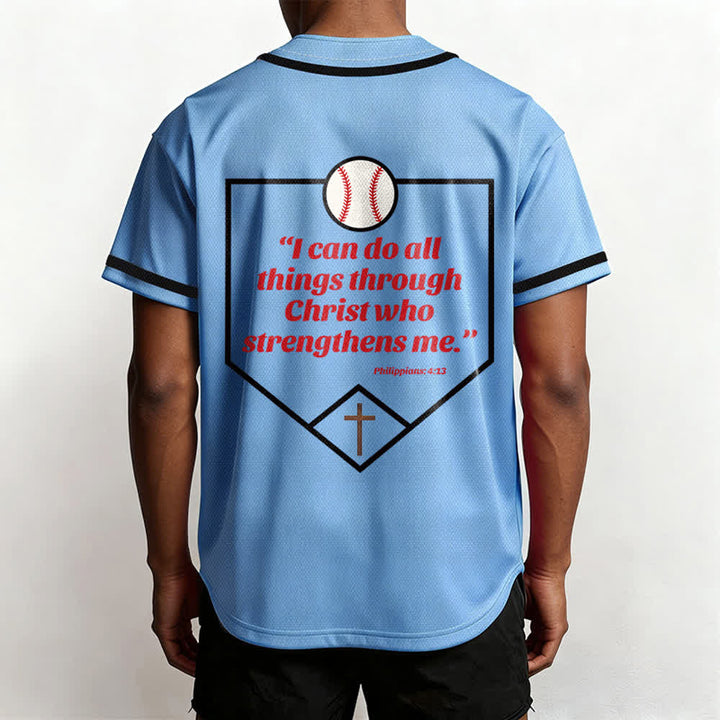 Camiseta de béisbol con el lema de la fe de Filipenses 4:13 de Christianartworkshop : Camiseta deportiva con cruz, fuerza y ​​devoción. - image 48
