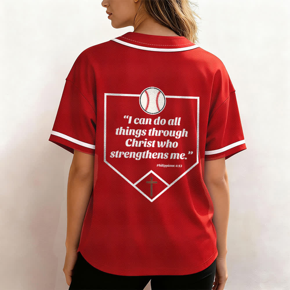 Camiseta de béisbol con el lema de la fe de Filipenses 4:13 de Christianartworkshop : Camiseta deportiva con cruz, fuerza y ​​devoción. - image 33