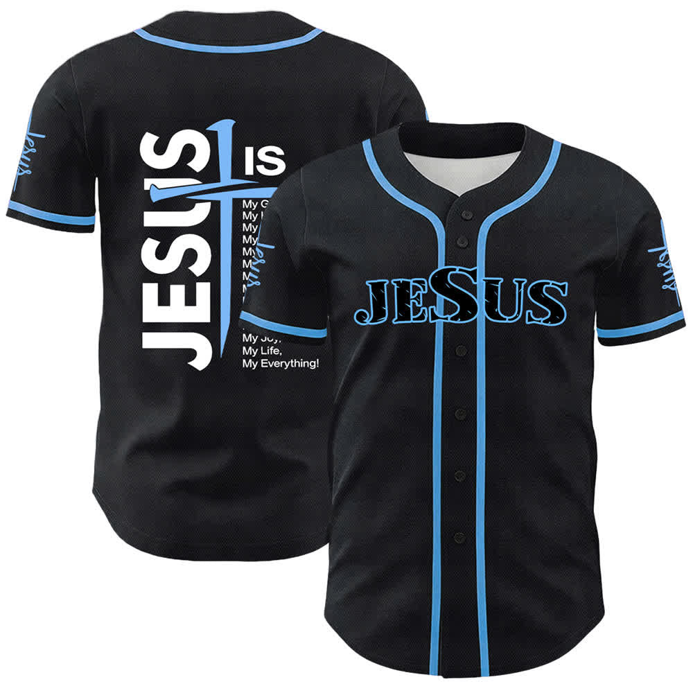 Christianartworkshop Camiseta de béisbol unisex con la fe "Jesús es mi todo" - Azul - 5XL - image 0