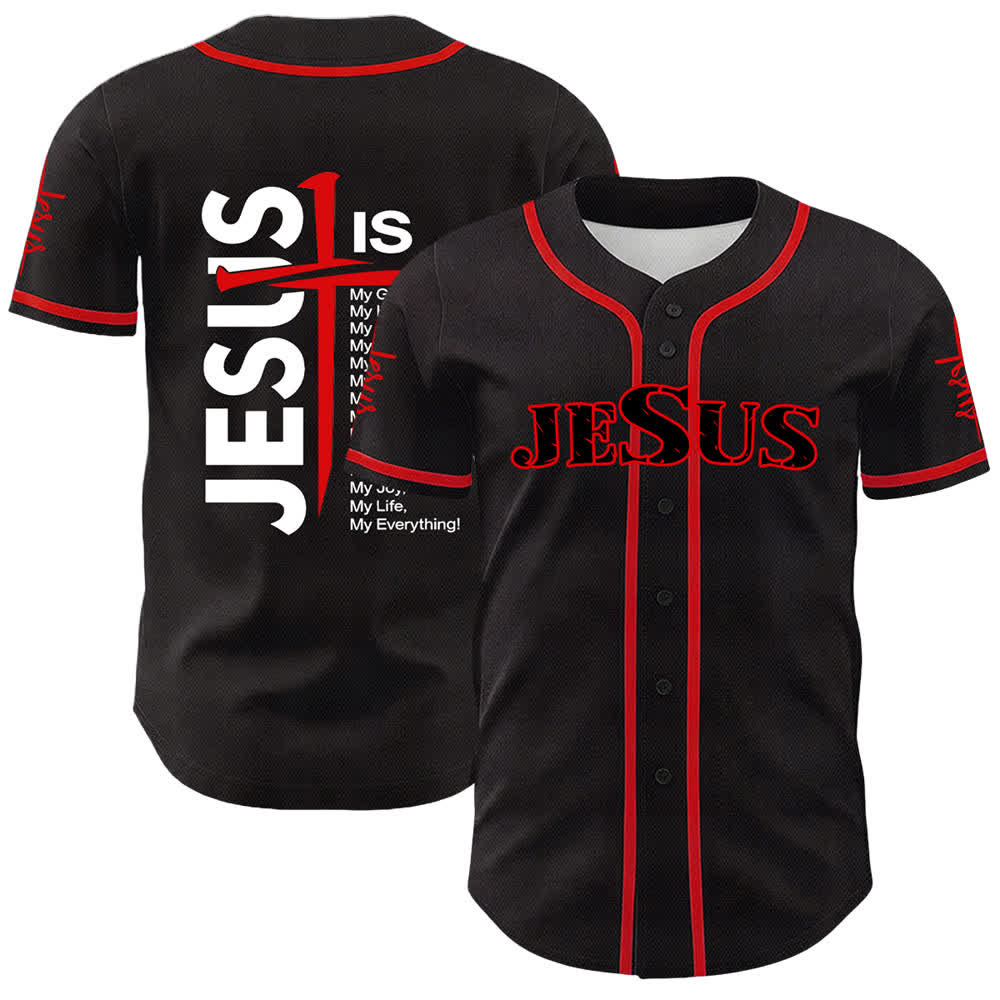 Camiseta de béisbol unisex de Christianartworkshop con la fe: Jesús es mi todo. - Rojo - 5XL - image 3