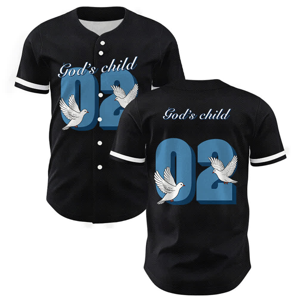 Christianartworkshop Camiseta de béisbol con diseño inspirador de paloma y número "El hijo de Dios" - Negro - 5XL - image 0