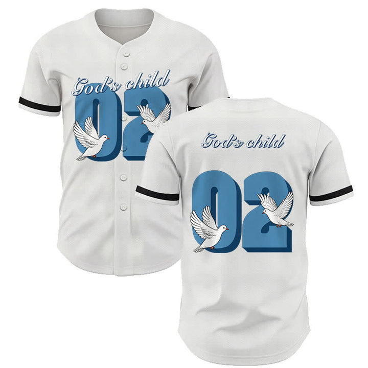Christianartworkshop Camiseta de béisbol con diseño inspirador de paloma y número "El hijo de Dios" - Blanco - 5XL - image 7