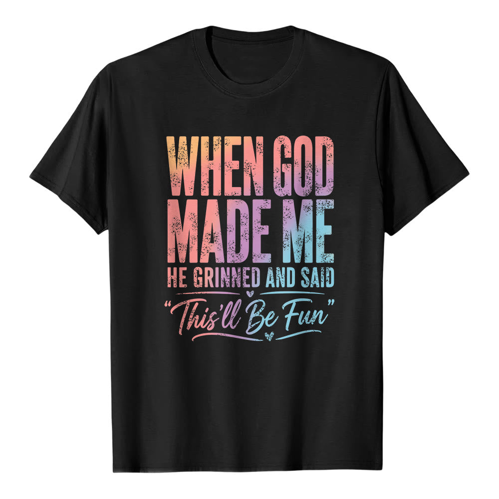Christianartworkshop Camiseta clásica con estampado de letras "Cuando Dios me creó" - Negro - 2XL - image 0