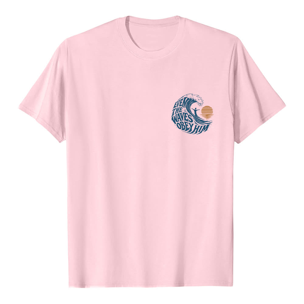 Christianartworkshop Incluso las olas le obedecen. Camiseta clásica con estampado de olas a doble cara. - image 8