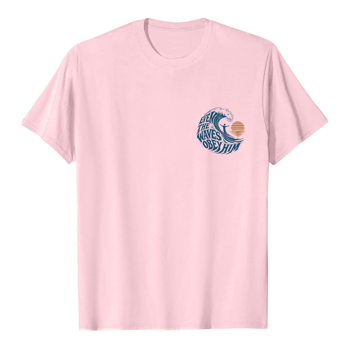 Christianartworkshop Incluso las olas le obedecen. Camiseta clásica con estampado de olas a doble cara. - image 8