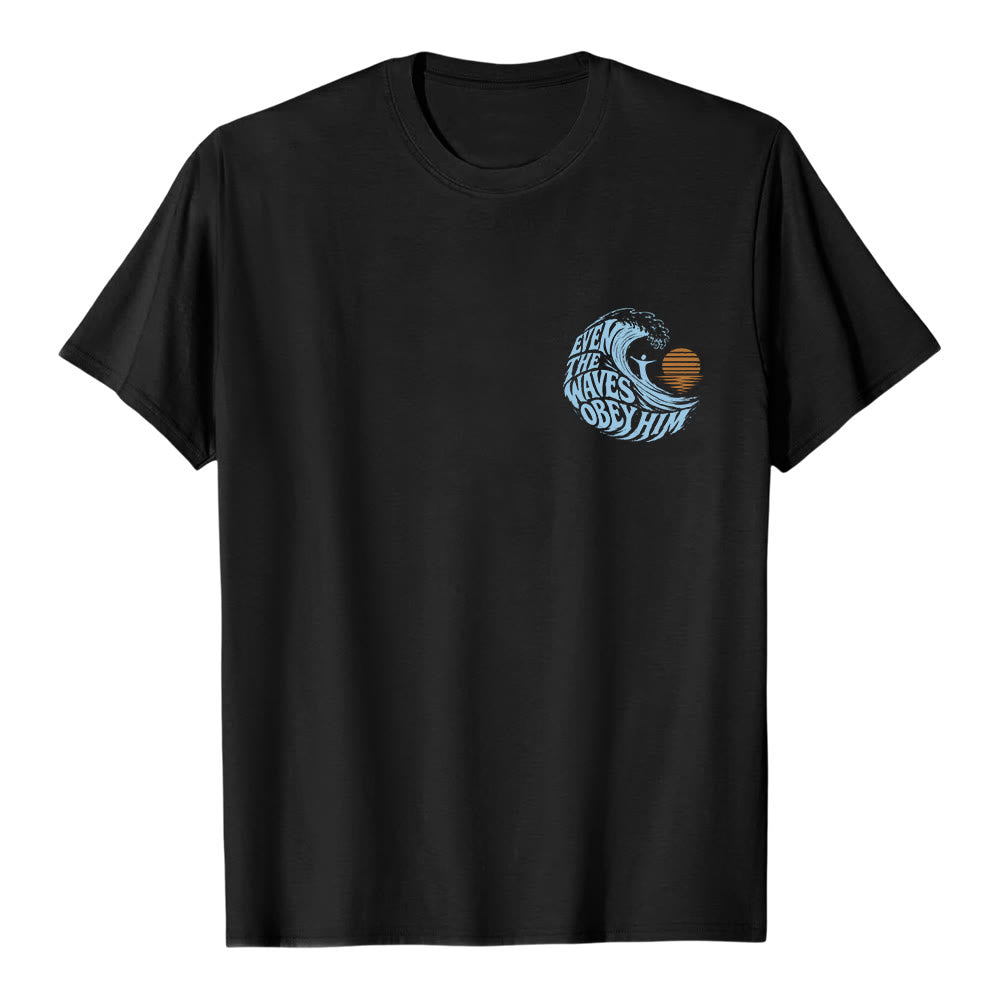 Christianartworkshop Incluso las olas le obedecen. Camiseta clásica con estampado de olas a doble cara. - image 20
