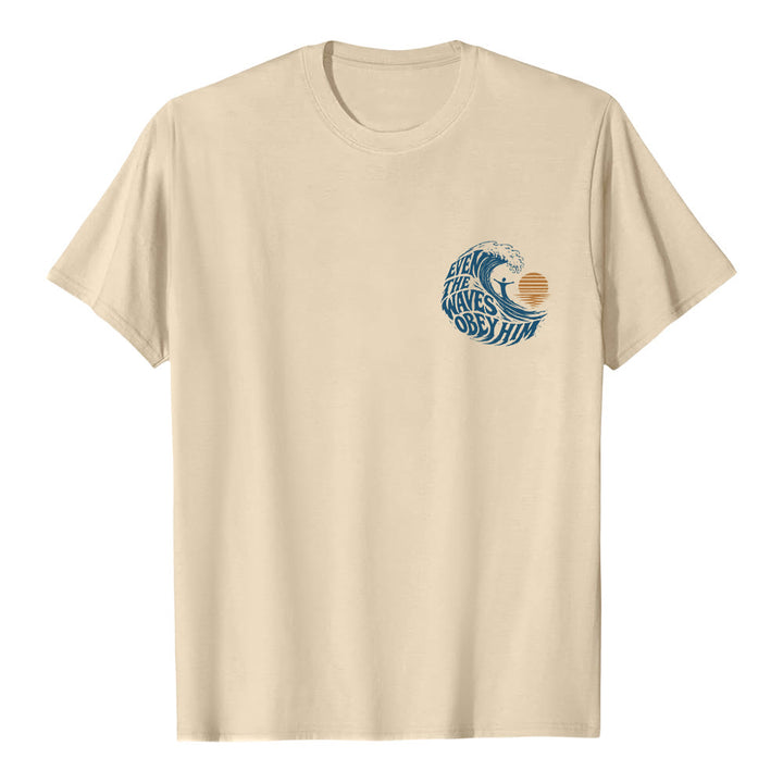 Christianartworkshop Incluso las olas le obedecen. Camiseta clásica con estampado de olas a doble cara. - image 14