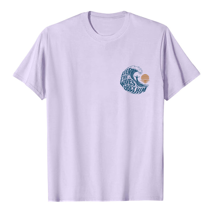 Christianartworkshop Incluso las olas le obedecen. Camiseta clásica con estampado de olas a doble cara. - image 23
